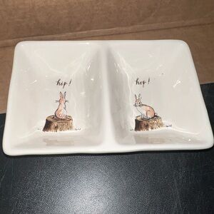 Rae Dunn White Ceramic Bunny Divided Dish